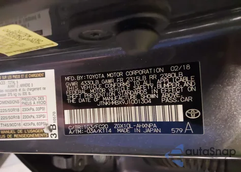 2018 Toyota C-Hr Xle from USA, damaged, VIN JTNKHMBX9J1001304